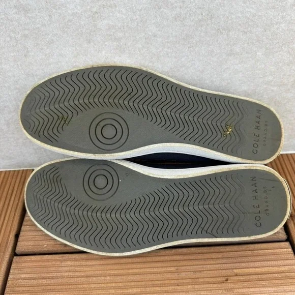 Cole Haan Mens 8.5 Nantucket Penny Loafer Blue Canvas Brown Leather - Picture 7 of 7